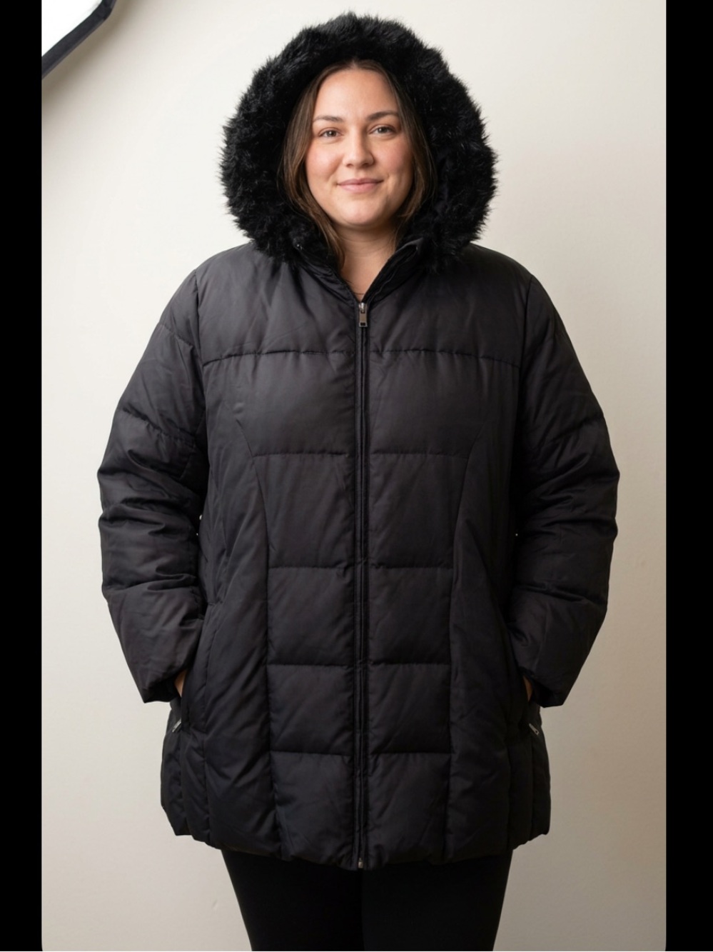 🍁 Avenue Xtreme-Tec Black Puffer Jacket with Faux Fur Hood #20